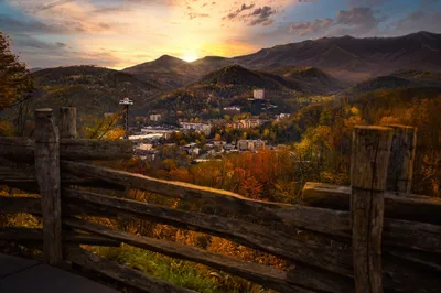 scenic overlook in gatlinburg fall sunset
